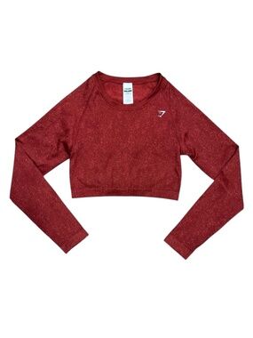 GYMSHARK Burgundy Red Adapt Fleck Seamless Long Sleeve Crop Top Gym Training XL